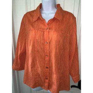 Cj Banks Plus Size X Orange Cotton Blend Lightweight Blouse Top EUC